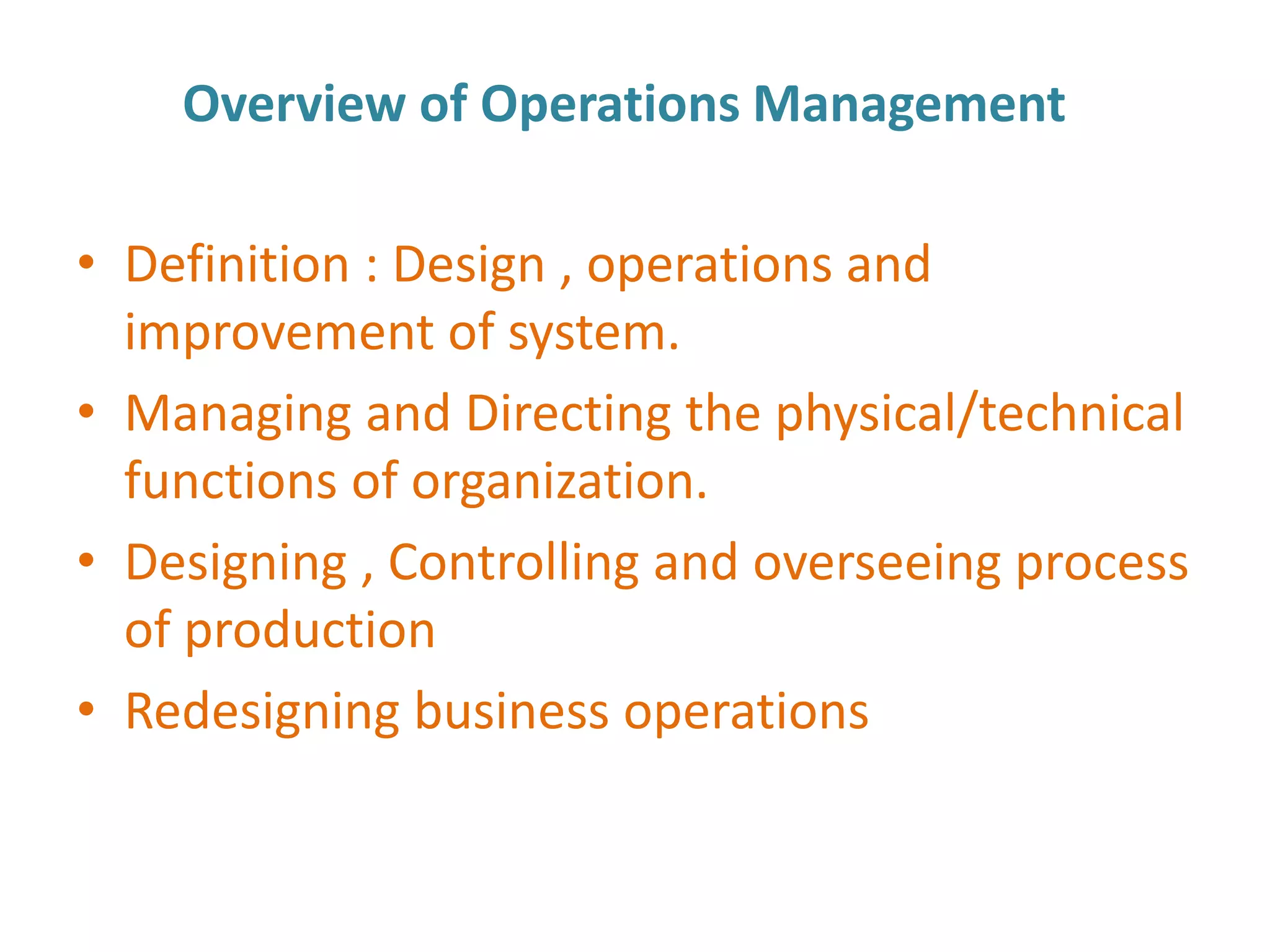 Overview of operations management | PPTX | Business | Business and Finance
