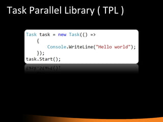 Task Parallel Library ( TPL ) 