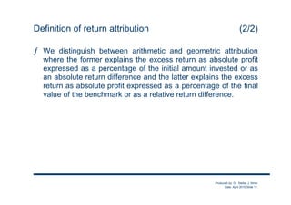 Overview of Performance Attribution | PDF