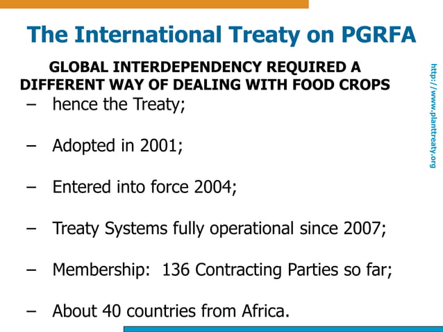 Overview of International Treaty on Plant Genetic Resources for Food ...