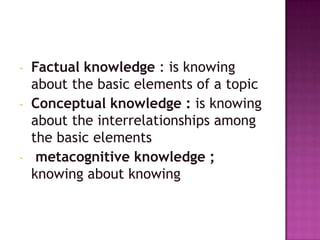 • What is the main aspect that a teacher
should focus on before teaching?
• PRIOR KNOWLEDGE
• The research on the influenc...