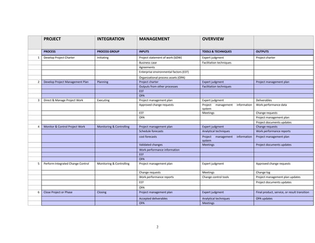 Overview of Project Management Knowledge Areas and Processes | PDF