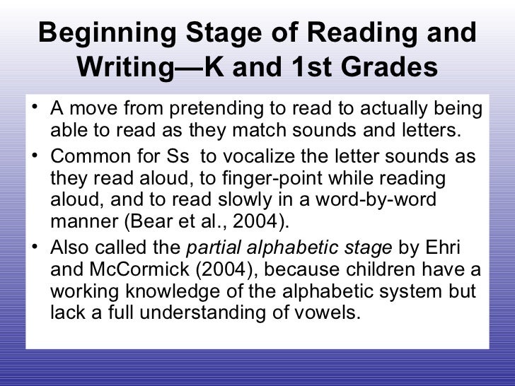 Overview of stages of reading and writing