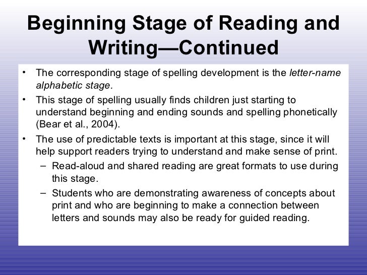 what is beginning reading stage