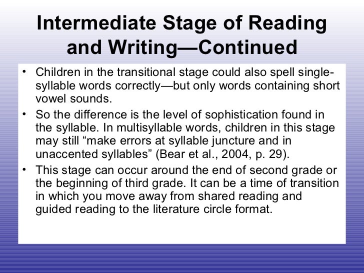 Overview of stages of reading and writing