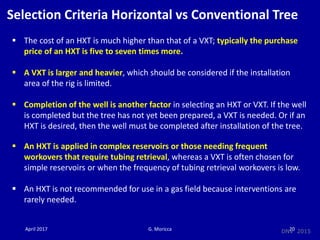 April 2017 G. Moricca 20
Selection Criteria Horizontal vs Conventional Tree
DNV 2015
 The cost of an HXT is much higher t...