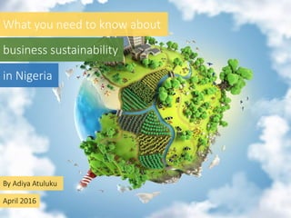 What you need to know about
business sustainability
in Nigeria
April 2016
By Adiya Atuluku
 