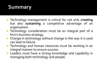 Overview of Technology Management | PPT