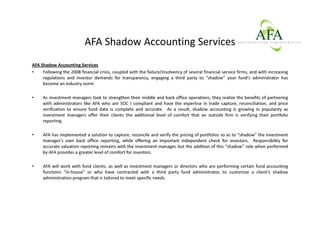 Overview of the Advanced Fund Administration Services | PPT