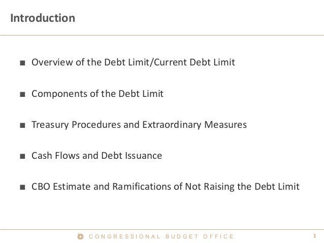 1C O N G R E S S I O N A L B U D G E T O F F I C E
Introduction
■ Overview of the Debt Limit/Current Debt Limit
■ Componen...
