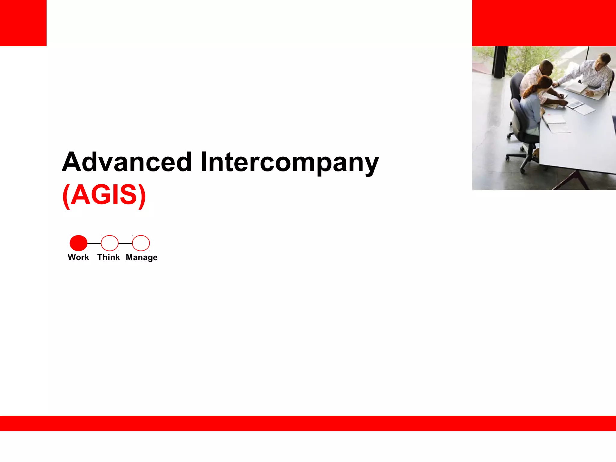 <Insert Picture Here>
Advanced Intercompany
(AGIS)
ThinkWork Manage
 