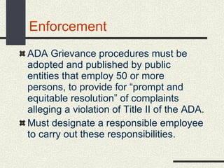 Overview Of Titles II and III of the ADA | PPT