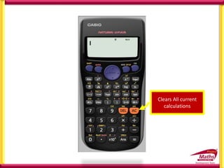 Clears All current
calculations
 