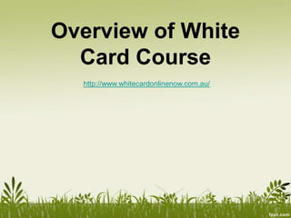 Overview of White
  Card Course
  http://www.whitecardonlinenow.com.au/
 