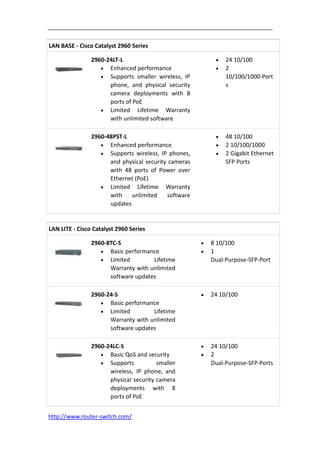 Overview on cisco catalyst 2960 s, 2960-c and 2960 series switches | DOCX