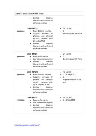 Overview on cisco catalyst 2960 s, 2960-c and 2960 series switches | DOCX