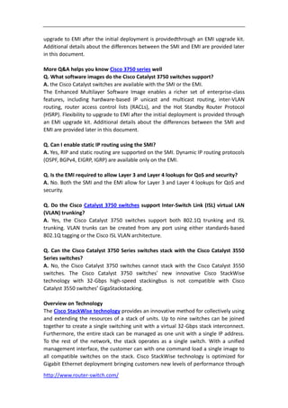 Overview on cisco catalyst 3750 switches,features, technology ...