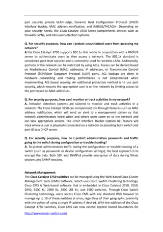 Overview on cisco catalyst 3750 switches,features, technology ...
