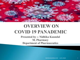 Presented by :- Nidhika Kaundal
M. Pharmacy
Department of Pharmaceutics
8/25/2020 1NIDHIKAKAUNDAL2020
 
