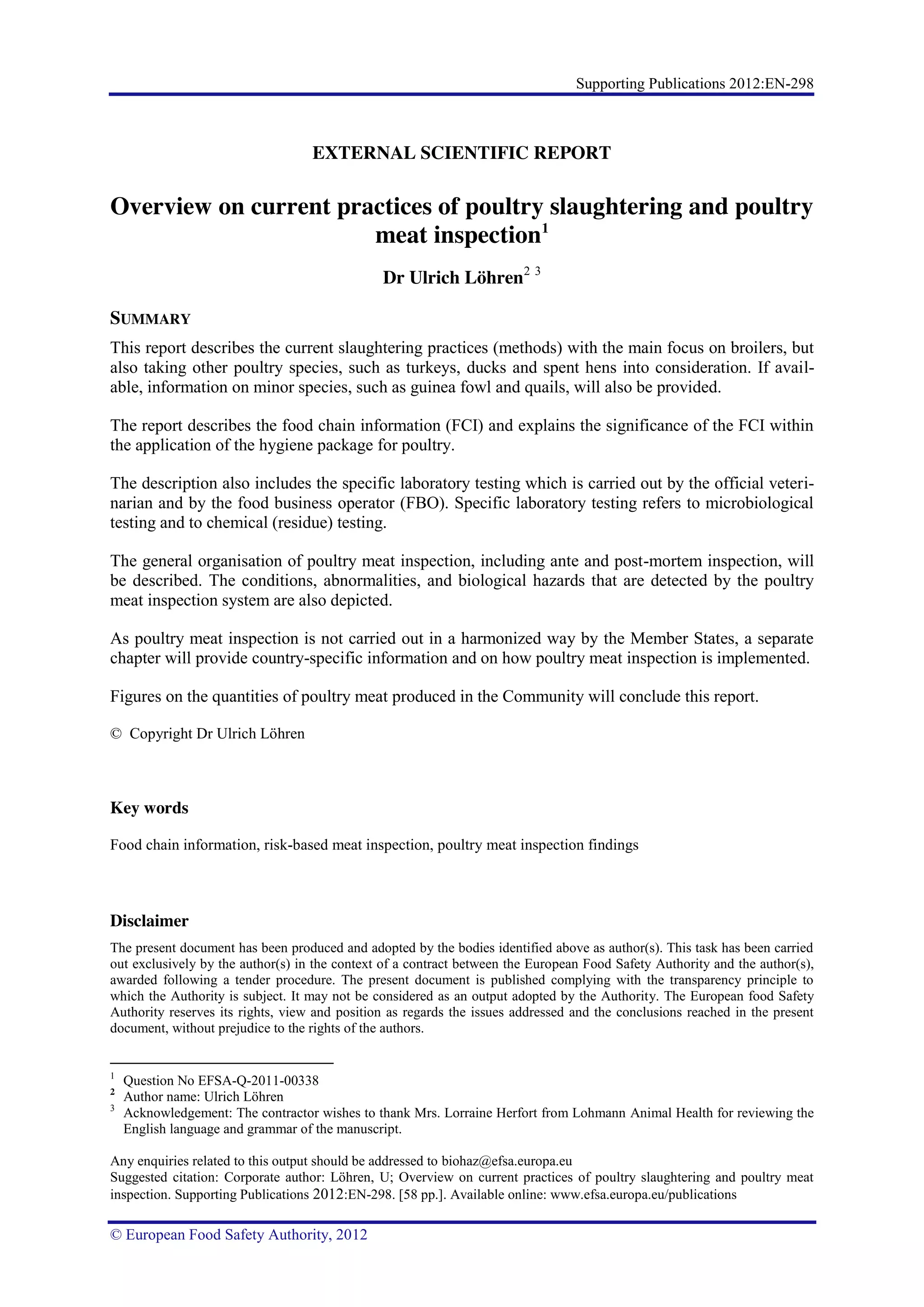 Overview on current practices of poultry slaughtering and poultry meat ...