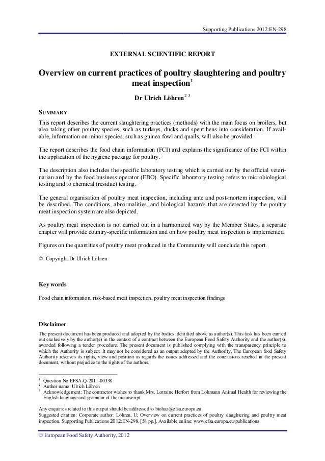 Overview on current practices of poultry slaughtering and poultry mea…