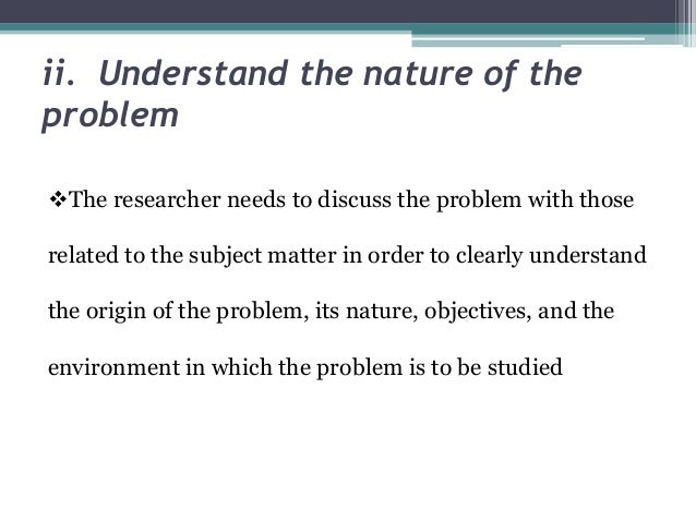 Overview on techniques involved in defining a problem