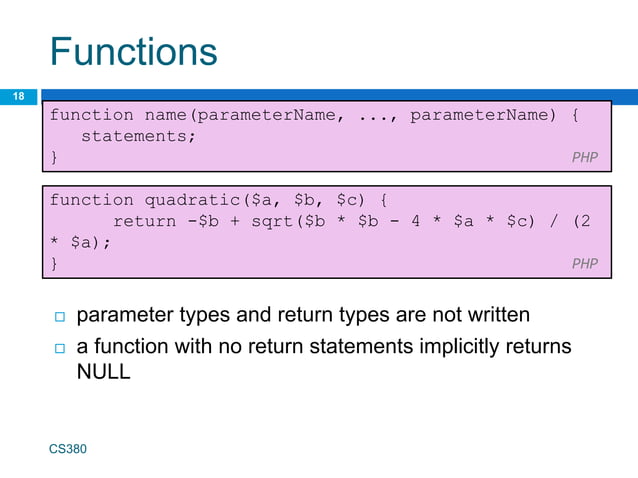 overview of php php basics datatypes arrays | PPT