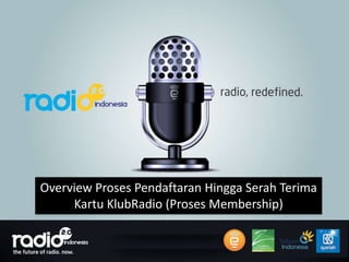Overview Proses Pendaftaran Hingga Serah Terima
     Kartu KlubRadio (Proses Membership)
 