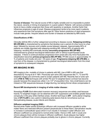Ms. Block Overview.pdf Overview & role of imaging of ms | PDF