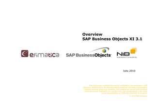 Overview  SAP Business Objects XI 3.1 Julio 2010 