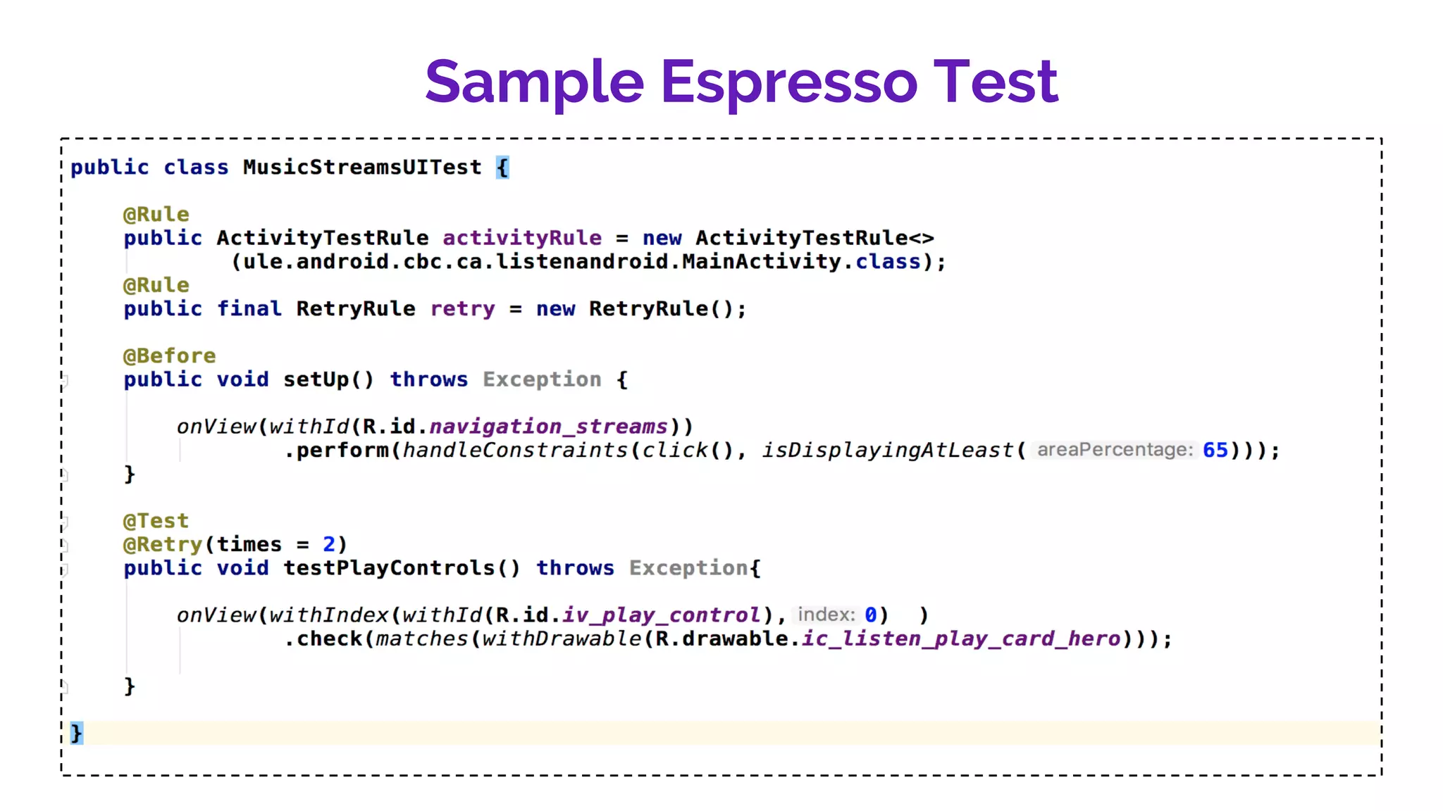 Sample Espresso Test
 