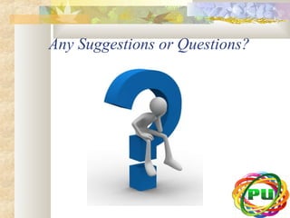 Any Suggestions or Questions? 
 
