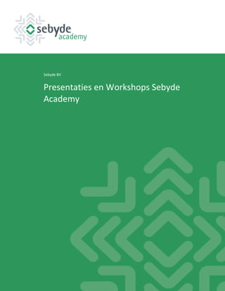Sebyde BV
Presentaties en Workshops Sebyde
Academy
 