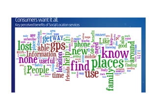 Consumers want it all.
Key perceived benefits of Social Location services
 