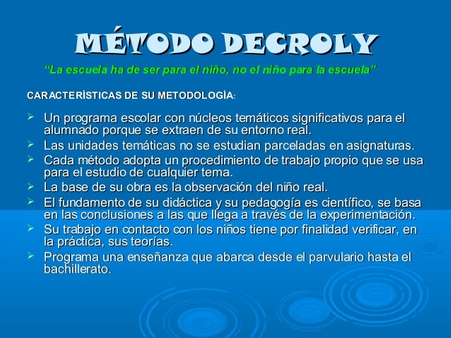 Resultado de imagen para Imagen que diga metodologia segun Decroly