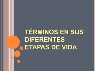 TÉRMINOS EN SUS
DIFERENTES
ETAPAS DE VIDA
 