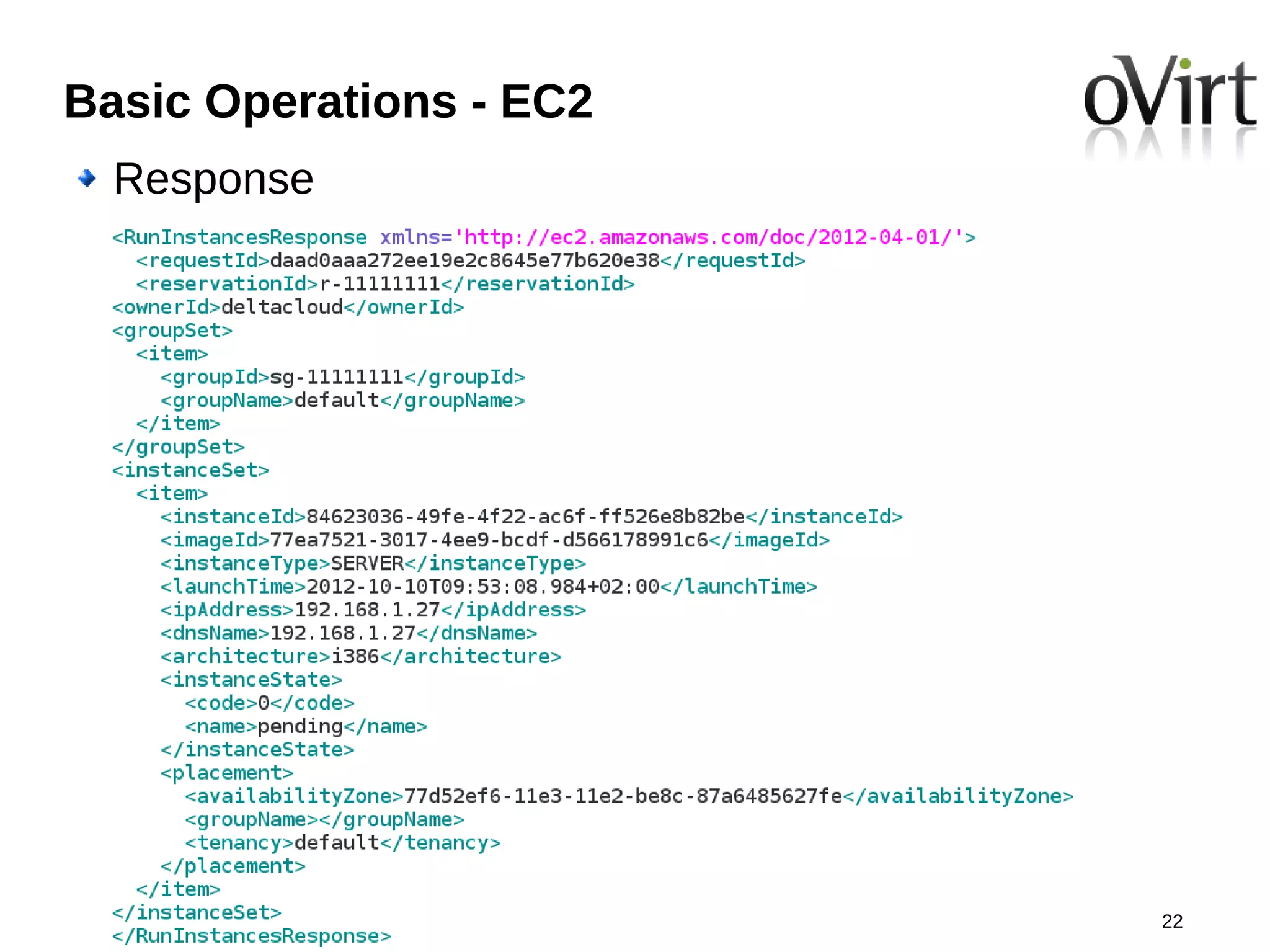 Basic Operations - EC2
  Response




                         22
 