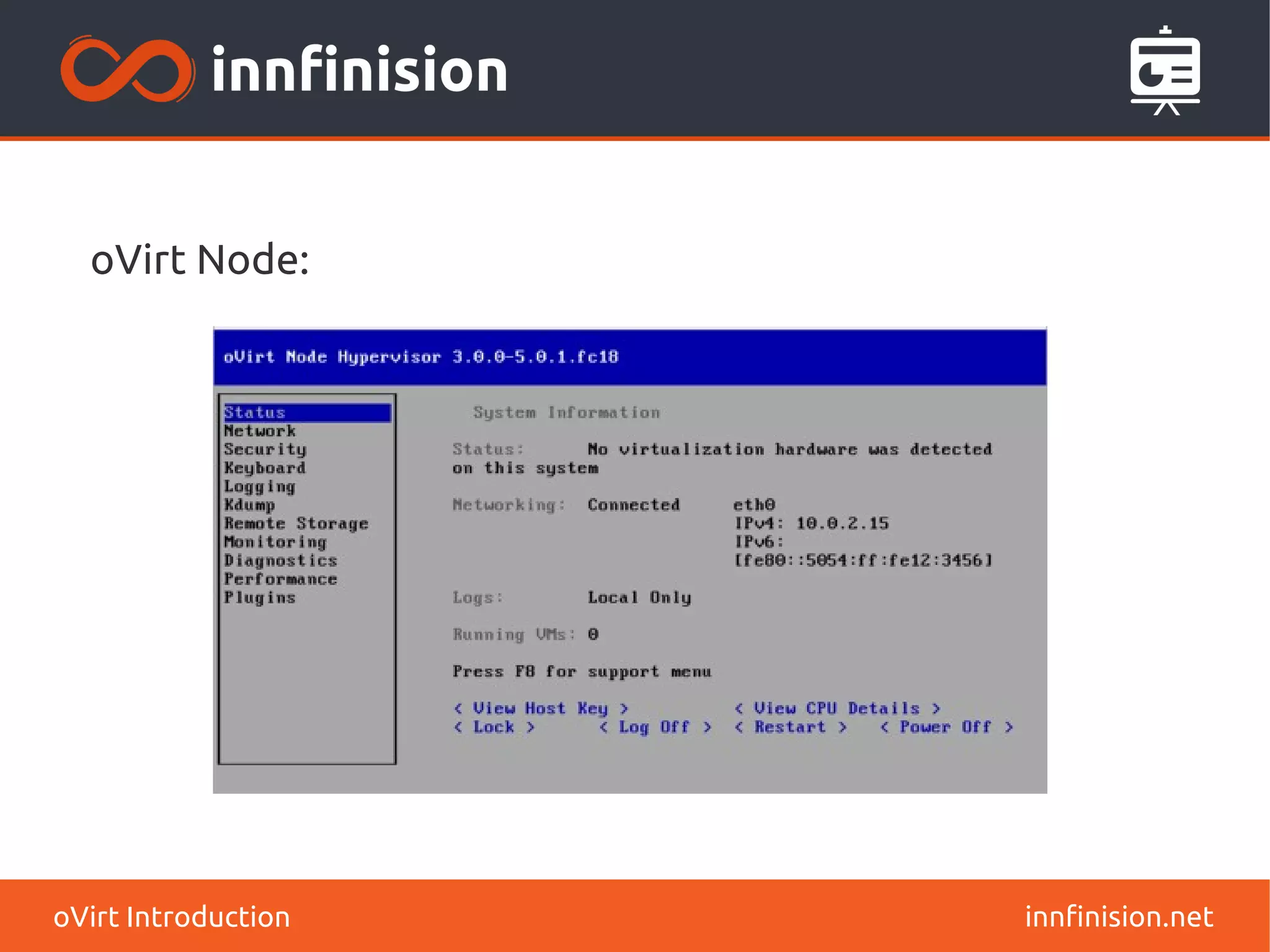 oVirt Node: 
oVirt Introduction innfinision.net 
 
