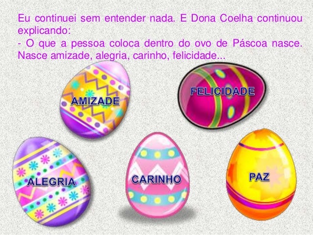Dona Coelha recomeçou a cantar com a sua família e eu saí de lá
carregada de ovos de Páscoa. Quando cheguei em casa, pegue...