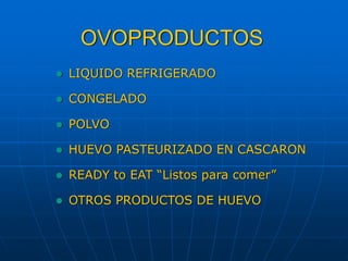 Ovoproductos y productos de huevo