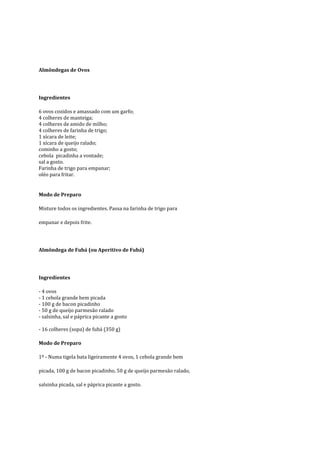 Ovos de codorna empanados