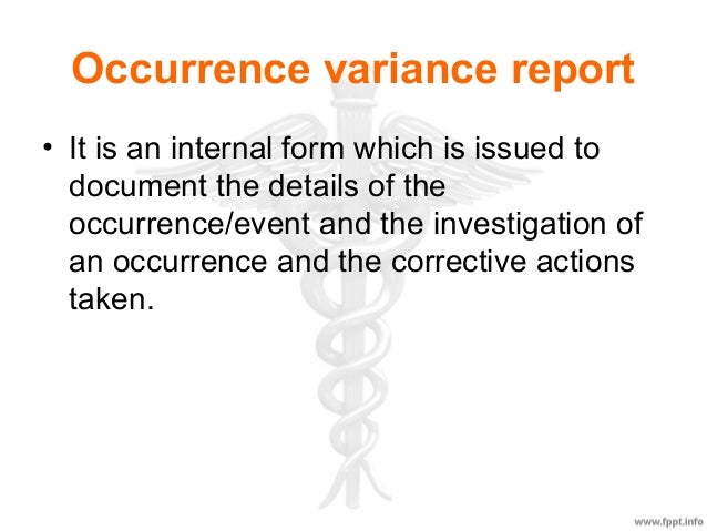 Occurrence Variance Report