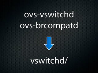ovs-vswitchd
ovs-brcompatd


  vswitchd/
 