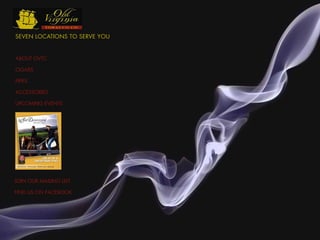 SEVEN LOCATIONS TO SERVE YOU


ABOUT OVTC

CIGARS

PIPES

ACCESSORIES

UPCOMING EVENTS




JOIN OUR MAILING LIST

FIND US ON FACEBOOK
 