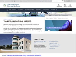 Website: https://web.ua.es/en/technology-transfer-innovation-and-business.html
 
