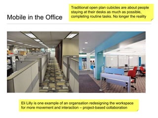 Mobile in the Office
Traditional open plan cubicles are about people
staying at their desks as much as possible,
completin...