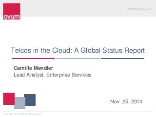 www.ovum.com 
© Copyright Ovum 2014. All rights reserved. 
Telcos in the Cloud: A Global Status Report 
Camille Mendler 
Lead Analyst, Enterprise Services 
Nov. 25, 2014  