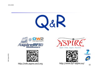 24/11/2010




                                   Q&R
OW2 Aspire RFID




                  http://wiki.aspire.ow2.org   http://www.fp7-aspire.eu/
                                                                           15
 