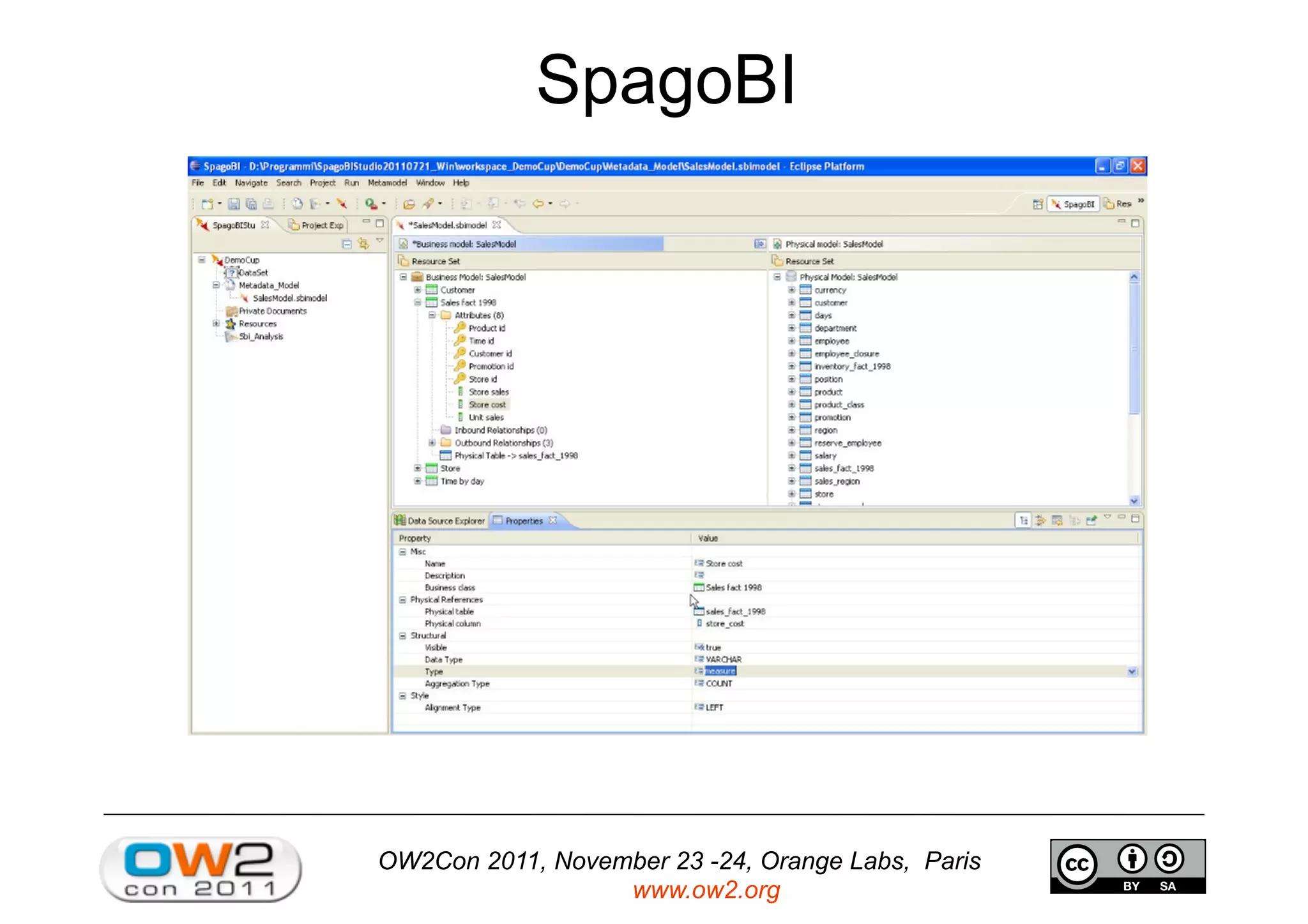 OW2Con 2011, November 23 -24, Orange Labs, Paris
www.ow2.org
SpagoBI
 