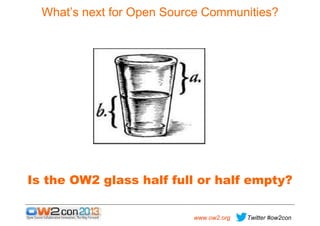 What’s next for Open Source Communities?

Is the OW2 glass half full or half empty?
www.ow2.org

Twitter #ow2con

 